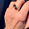 Sterling Silver Ring with Red Cubic Zirconia - UK Size O(#26)