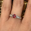 Sterling Silver Ring with Red Cubic Zirconia - UK Size O(#26)
