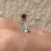 Sterling Silver Ring with Red Cubic Zirconia - UK Size O(#26)
