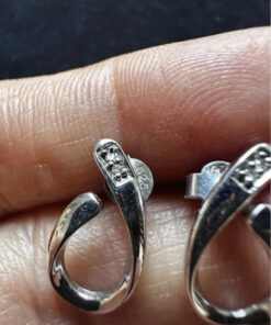 “White Ice London “925 Sterling Silver Tested 2 natural Diamonds each Earring