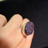 Purple Titanium Druzy 925 Silver Ring Uk size N (#30)