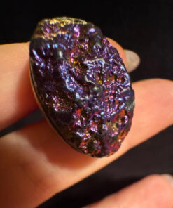 Purple Titanium Druzy 925 Silver Ring Uk size N