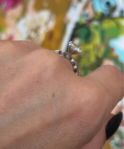 Sterling Silver Hearts Ring with Large Sparkling Cubic Zirconia - Size N(#30)