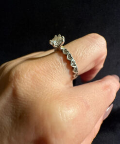 Sterling Silver Hearts Ring with Large Sparkling Cubic Zirconia - Size N
