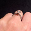 Sterling Silver Hearts Ring with Large Sparkling Cubic Zirconia - Size N(#30)