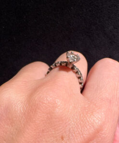 Sterling Silver Hearts Ring with Large Sparkling Cubic Zirconia - Size N