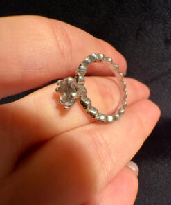 Sterling Silver Hearts Ring with Large Sparkling Cubic Zirconia - Size N