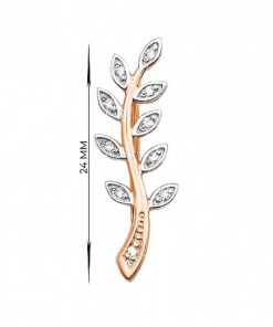Two-tone gold ear cuffs with cubic zirconia, 585 fineness 14K gold