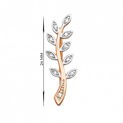 Two-tone gold ear cuffs with cubic zirconia, 585 fineness 14K gold