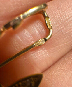 Two-tone gold ear cuffs with cubic zirconia, 585 fineness 14K gold