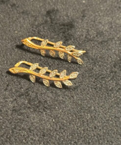 Two-tone gold ear cuffs with cubic zirconia, 585 fineness 14K gold
