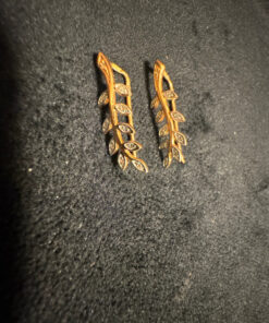 Two-tone gold ear cuffs with cubic zirconia, 585 fineness 14K gold