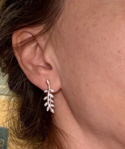 Two-tone gold ear cuffs with cubic zirconia, 585 fineness 14K gold