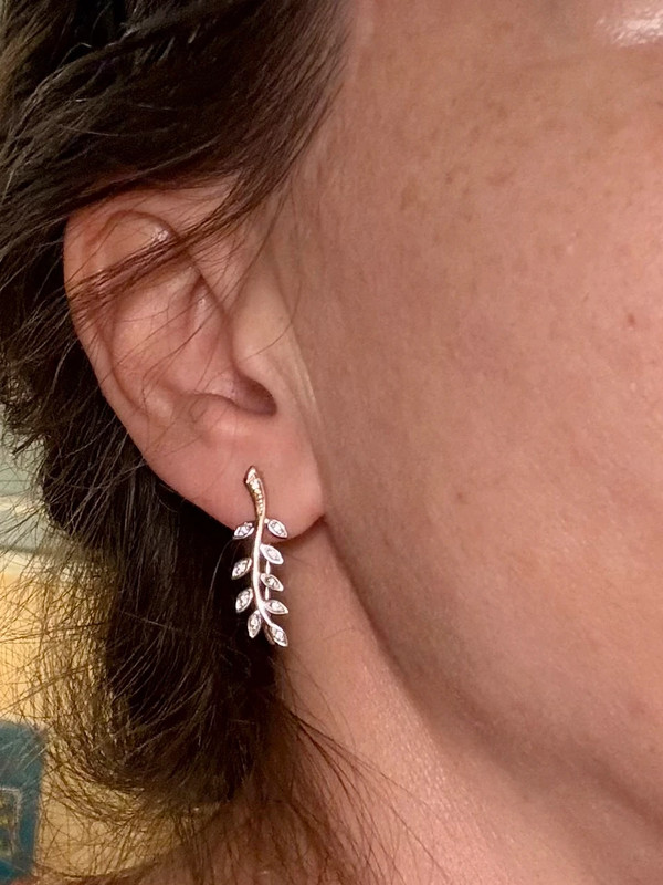 Two-tone gold ear cuffs with cubic zirconia, 585 fineness 14K gold