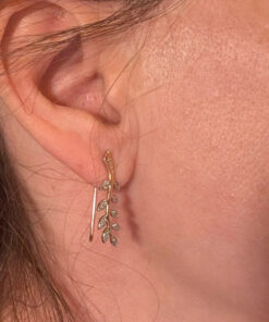 Two-tone gold ear cuffs with cubic zirconia, 585 fineness 14K gold