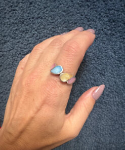 Vintage mother of pearl 925 sterling silver ring 3-tone color size T(#12)