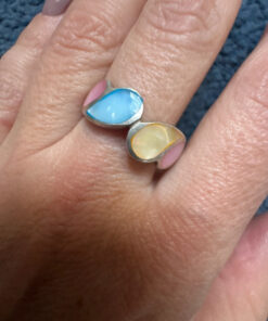 Vintage mother of pearl 925 sterling silver ring 3-tone color size T(#12)