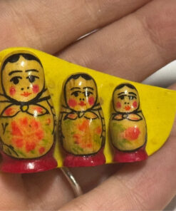 brooch with three hand-painted matryoshkas, USSR-era