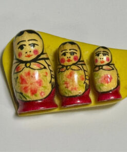 brooch with three hand-painted matryoshkas, USSR-era