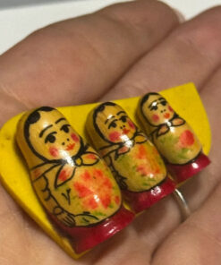 brooch with three hand-painted matryoshkas, USSR-era