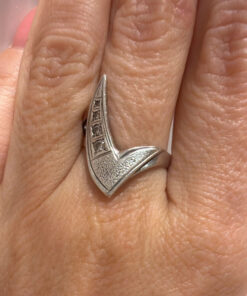 Zig zag sterling silver ring uk size P #30