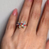 925  Sterling Silver Multiple Colour natural Chrysoberyl Butterfly Ring -UK Size O#40