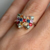 925  Sterling Silver Multiple Colour natural Chrysoberyl Butterfly Ring -UK Size O#40