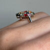 925  Sterling Silver Multiple Colour natural Chrysoberyl Butterfly Ring -UK Size O#40