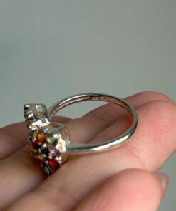 925 Sterling Silver Multiple Colour natural Chrysoberyl Butterfly Ring -UK Size O