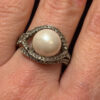 925 sterling silver ring with cubic zirconia and a pearl, size N #17.