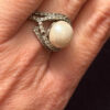 925 sterling silver ring with cubic zirconia and a pearl, size N #17.