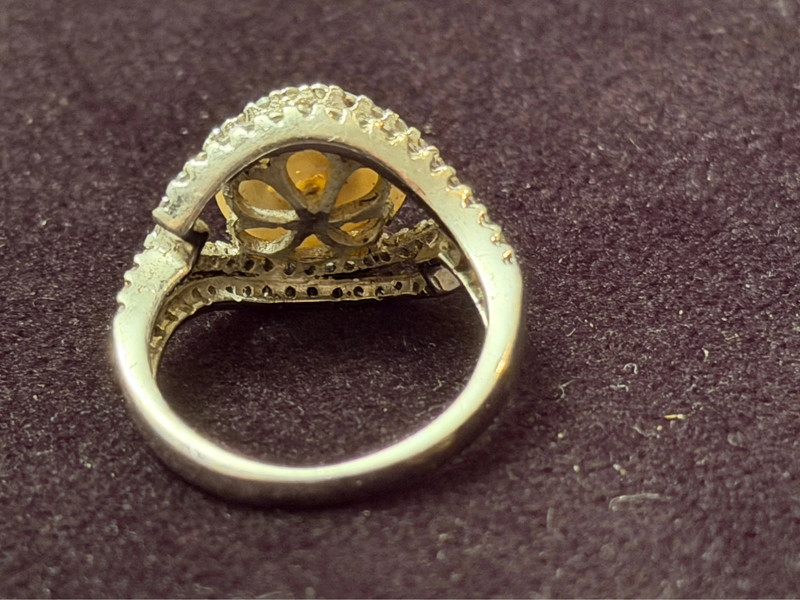 925 sterling silver ring with cubic zirconia and a pearl, size N #17.