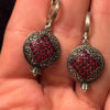 New Armenian silver earrings with red stones, #17.