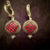 New Armenian silver earrings with red stones, #17.