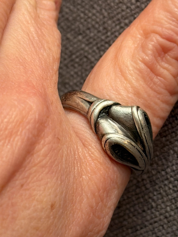 Aluminum ring, size S 1/2, alien reptiloid