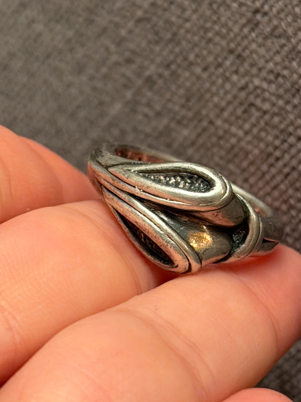 Aluminum ring, size S 1/2, alien reptiloid