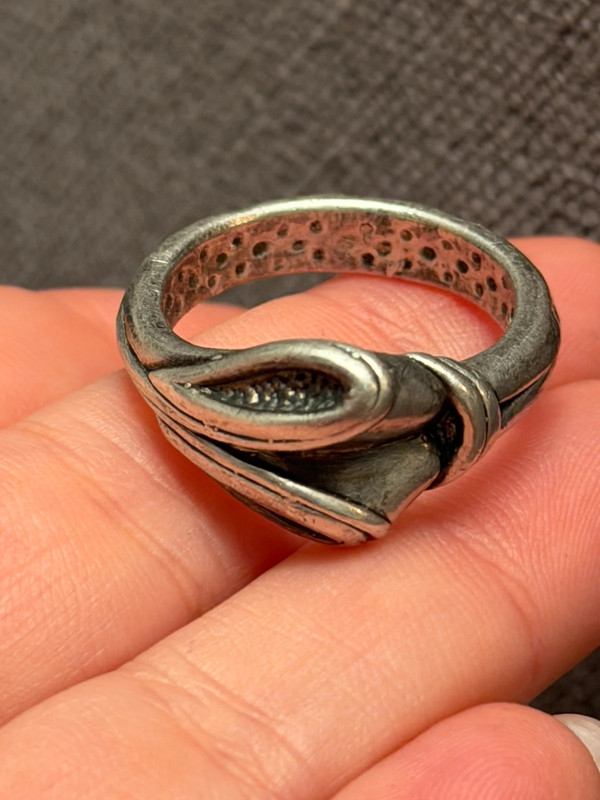 Aluminum ring, size S 1/2, alien reptiloid