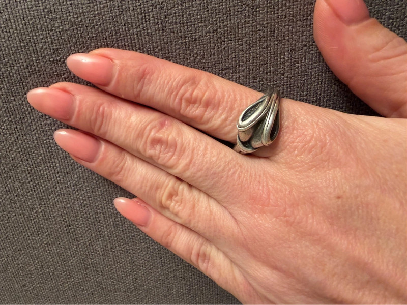 Aluminum ring, size S 1/2, alien reptiloid