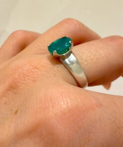 Sterling silver rings (size Q) with green quartz #35