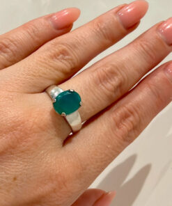 Sterling silver rings (size Q) with green quartz #35