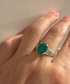 Sterling silver rings (size Q) with green quartz