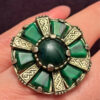 Vintage Miracle Celtic Ring Round Green Stones Scotland In Size I