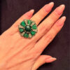 Vintage Miracle Celtic Ring Round Green Stones Scotland In Size I