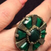 Vintage Miracle Celtic Ring Round Green Stones Scotland In Size I