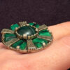 Vintage Miracle Celtic Ring Round Green Stones Scotland In Size I