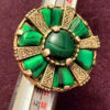 Vintage Miracle Celtic Ring Round Green Stones Scotland In Size I