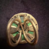 Vintage Miracle Celtic Ring Round Green Stones Scotland In Size I