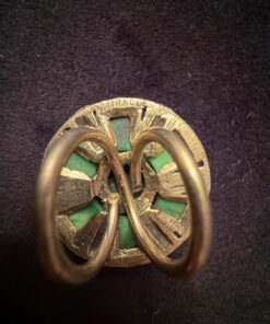 Vintage Miracle Celtic Ring Round Green Stones Scotland In Size I