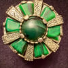 Vintage Miracle Celtic Ring Round Green Stones Scotland In Size I