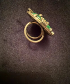 Vintage Miracle Celtic Ring Round Green Stones Scotland In Size I
